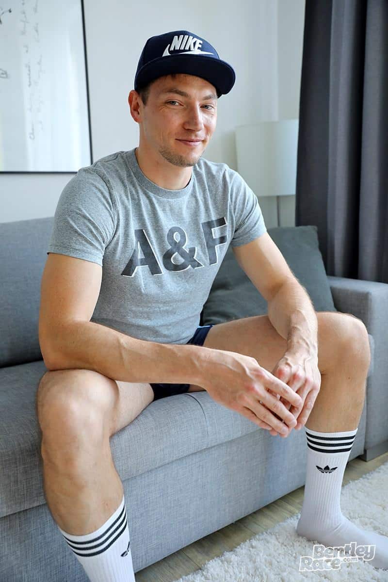 In just his white Adidas socks Erik Brieger wanks his thick pierced uncut  dick spraying jizz all over himself – Men for Men Blog